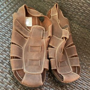Volks Walkers Leather Sandals Men’s Closed Toe Hiking Sandals Brown Size 12